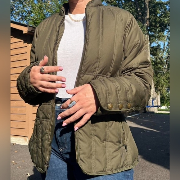 Eddie Bauer Womens Quilted Goose Down Jacket Green SZ small - Picture 2 of 8